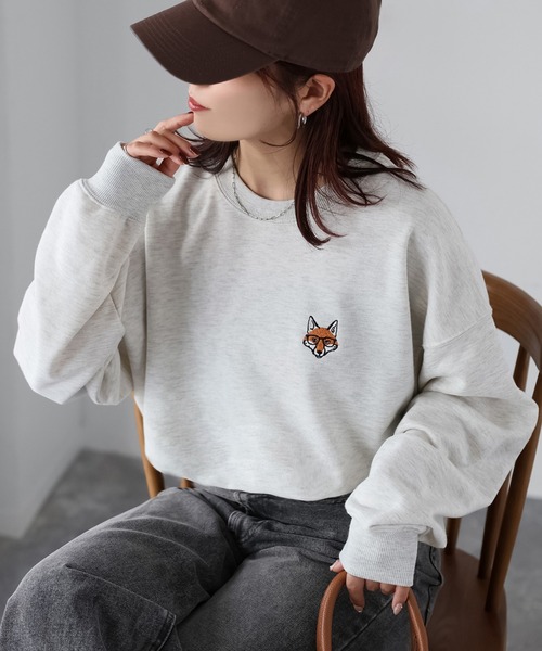 Riberry(リベリー)の「めがねキツネ胸刺繍スウェット(スウェット・レディース・チャコールグレー/オートミール・FREE)」の21枚目の写真