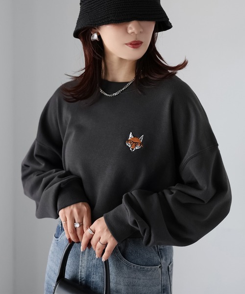 Riberry(リベリー)の「めがねキツネ胸刺繍スウェット(スウェット・レディース・チャコールグレー/オートミール・FREE)」の22枚目の写真
