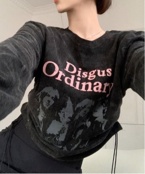 COMON+(コモンプラス)の「サイド スピンドル ギャザー プリント 長袖 Tシャツ(Tシャツ/カットソー・レディース・ブラック系・L/M)」の8枚目の写真