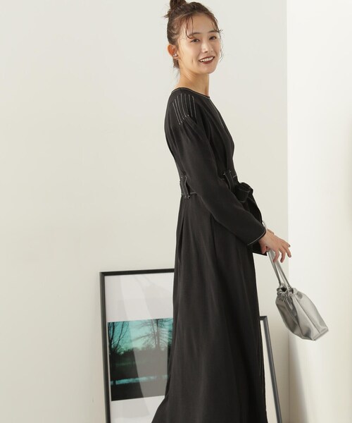 N.（N. Natural Beauty Basic）（エヌエヌナチュラルビューティーベーシック）の「ステッチループウエストタックワンピース（ワンピース・レディース・ホワイト/ブラック・MEDIUM/SMALL）」の11枚目の写真