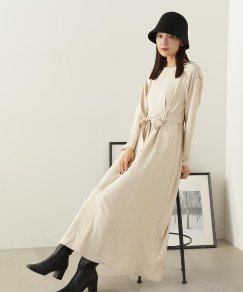 N.（N. Natural Beauty Basic）（エヌエヌナチュラルビューティーベーシック）の「ステッチループウエストタックワンピース（ワンピース・レディース・ホワイト/ブラック・MEDIUM/SMALL）」の21枚目の写真