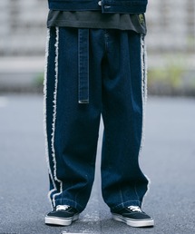 FRINGE DENIM PANTS