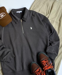 U.S. POLO ASSN. | 【U.S. POLO ASSN. /ユーエスポロアッスン 】別注 ワンポイント刺繍ロゴ オーバーサイズハーフZIP プルオーバー<ユニセックス>(スウェット)