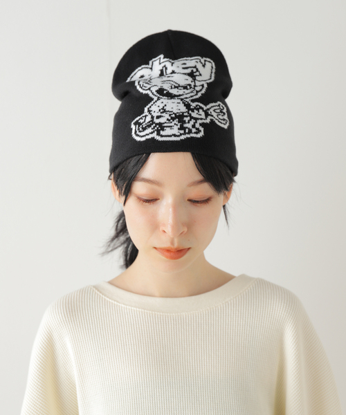 OBEY（オベイ）の「【OBEY / オベイ】DEVIL BEANIE：ビーニー（ハット・レディース・サックスブルー/ブラック・FREE）」の4枚目の写真