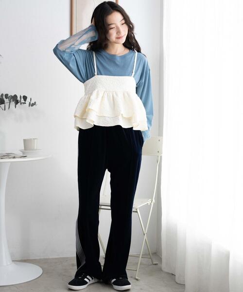 WEGO（ウィゴー）の「WEGO/【マルチウェイ】フラワージャガードキャミブラウス（キャミソール・レディース・オフホワイト/ブラック・FREE）」の3枚目の写真