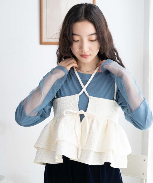 WEGO（ウィゴー）の「WEGO/【マルチウェイ】フラワージャガードキャミブラウス（キャミソール・レディース・オフホワイト/ブラック・FREE）」の9枚目の写真