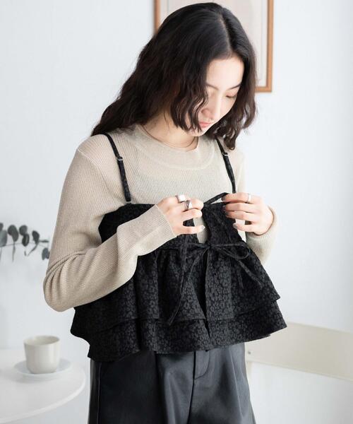 WEGO（ウィゴー）の「WEGO/【マルチウェイ】フラワージャガードキャミブラウス（キャミソール・レディース・オフホワイト/ブラック・FREE）」の15枚目の写真