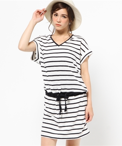 MOUSSY（マウジー）の「BLOUSING H/S OP（ワンピース・レディース・トップグレー/ダークネイビー/カーキ系・FREE）」の14枚目の写真