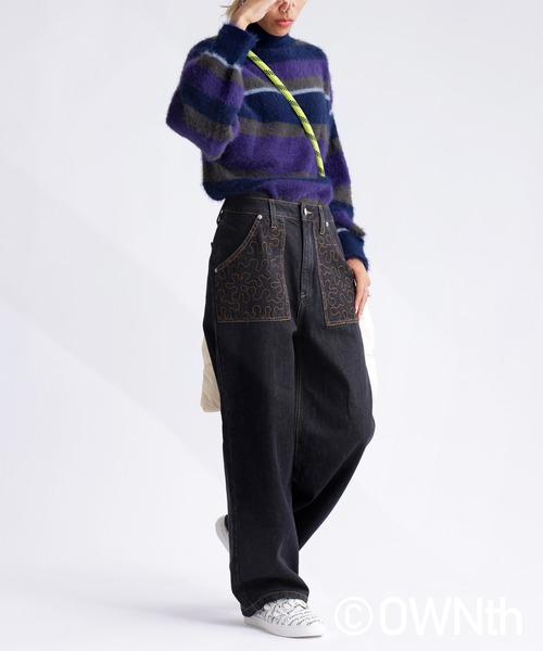 OWNth（オンス）の「シャギーボーダータートルネックニットトップス（ニット/セーター・レディース・パープル系その他/レッド系その他・FREE）」の6枚目の写真