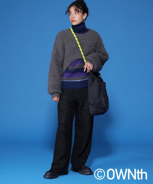 OWNth（オンス）の「シャギーボーダータートルネックニットトップス（ニット/セーター・レディース・パープル系その他/レッド系その他・FREE）」の14枚目の写真