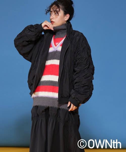 OWNth（オンス）の「シャギーボーダータートルネックニットトップス（ニット/セーター・レディース・パープル系その他/レッド系その他・FREE）」の8枚目の写真