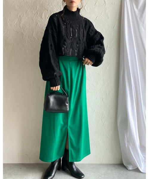 She's Closet(シーズクローゼット)の「前後2way無地ハイウエストタイトロングナロースカート(スカート・レディース・グリーン/ブラック/ブラウン・FREE)」の15枚目の写真
