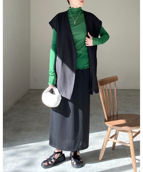 She's Closet(シーズクローゼット)の「前後2way無地ハイウエストタイトロングナロースカート(スカート・レディース・グリーン/ブラック/ブラウン・FREE)」の17枚目の写真