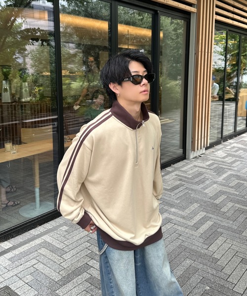 サイドラインハーフジップスウェット（スウェット）｜ADAMASTE
