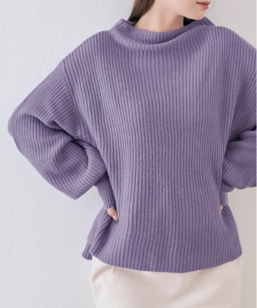 kirakiraShop（キラキラショップ）の「バルーン スリーブ ルーズ ニット（ニット/セーター・レディース・ブラック/パープル/ブラウン/グリーン/クリーム/モカ・FREE）」の6枚目の写真