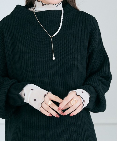 kirakiraShop（キラキラショップ）の「バルーン スリーブ ルーズ ニット（ニット/セーター・レディース・ブラック/パープル/ブラウン/グリーン/クリーム/モカ・FREE）」の7枚目の写真