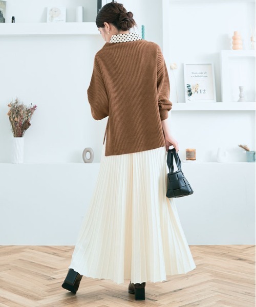 kirakiraShop（キラキラショップ）の「バルーン スリーブ ルーズ ニット（ニット/セーター・レディース・ブラック/パープル/ブラウン/グリーン/クリーム/モカ・FREE）」の16枚目の写真
