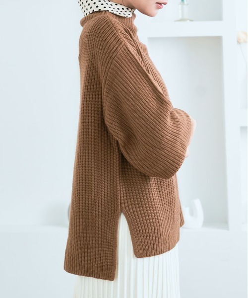 kirakiraShop（キラキラショップ）の「バルーン スリーブ ルーズ ニット（ニット/セーター・レディース・ブラック/パープル/ブラウン/グリーン/クリーム/モカ・FREE）」の17枚目の写真