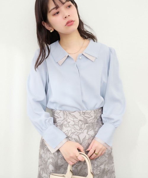 natural couture（ナチュラルクチュール）の「osono重ね衿配色ブラウス（シャツ/ブラウス・レディース・ホワイト系その他/ドット/ラベンダー/サックスブルー/オフホワイト/ネイビー・FREE）」の21枚目の写真