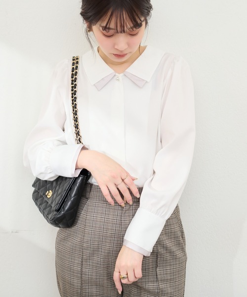 natural couture（ナチュラルクチュール）の「osono重ね衿配色ブラウス（シャツ/ブラウス・レディース・ホワイト系その他/ドット/ラベンダー/サックスブルー/オフホワイト/ネイビー・FREE）」の17枚目の写真