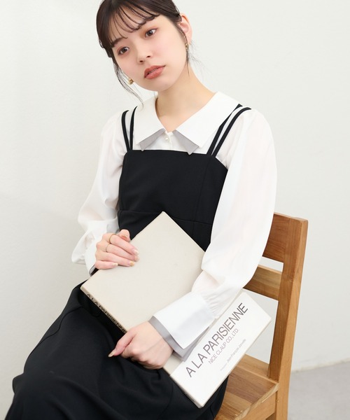 natural couture（ナチュラルクチュール）の「osono重ね衿配色ブラウス（シャツ/ブラウス・レディース・ホワイト系その他/ドット/ラベンダー/サックスブルー/オフホワイト/ネイビー・FREE）」の8枚目の写真