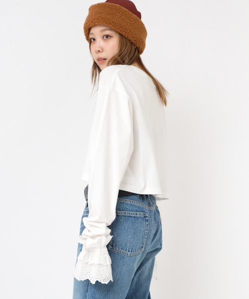 RNA(アールエヌエー)の「M2191 レースカフスショート丈T(Tシャツ/カットソー・レディース・ホワイト/ブラック/ライム・MEDIUM)」の11枚目の写真