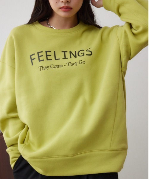 AZUL by moussy(アズールバイマウジー)の「裏毛ロゴクルーネックトップス(パーカー・レディース・ライム/オフホワイト/ブラック・FREE)」の3枚目の写真