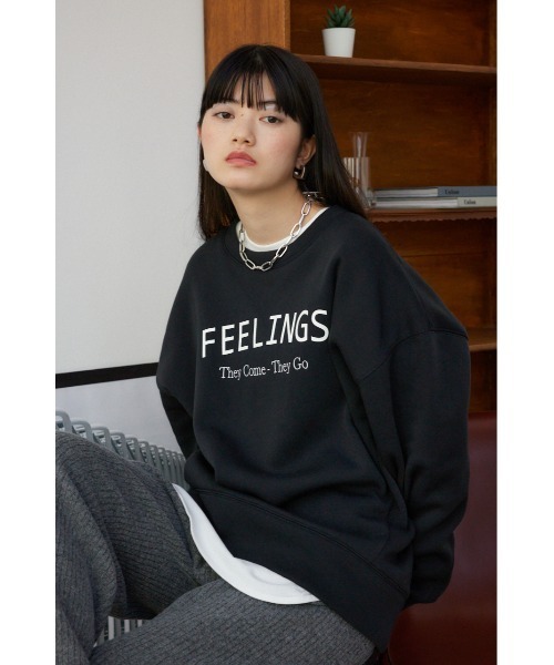 AZUL by moussy(アズールバイマウジー)の「裏毛ロゴクルーネックトップス(パーカー・レディース・ライム/オフホワイト/ブラック・FREE)」の6枚目の写真