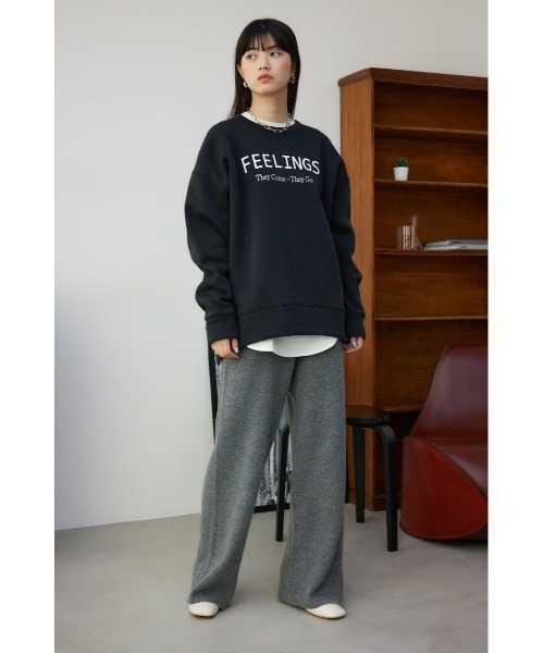 AZUL by moussy(アズールバイマウジー)の「裏毛ロゴクルーネックトップス(パーカー・レディース・ライム/オフホワイト/ブラック・FREE)」の4枚目の写真