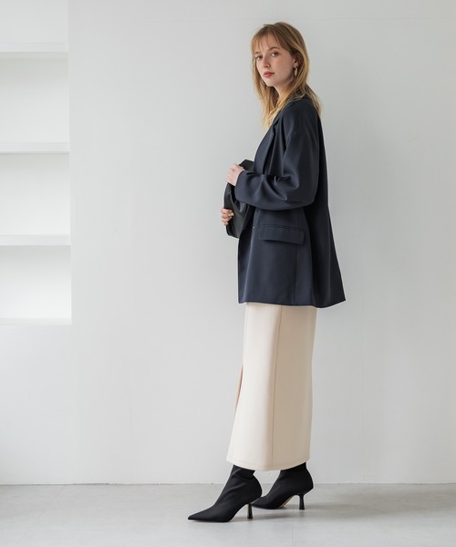 coca(coca)(コカ)の「ハリ感ダンボールフロントスリットスカート(スカート・レディース・ライトベージュ/チャコール・M/L)」の4枚目の写真