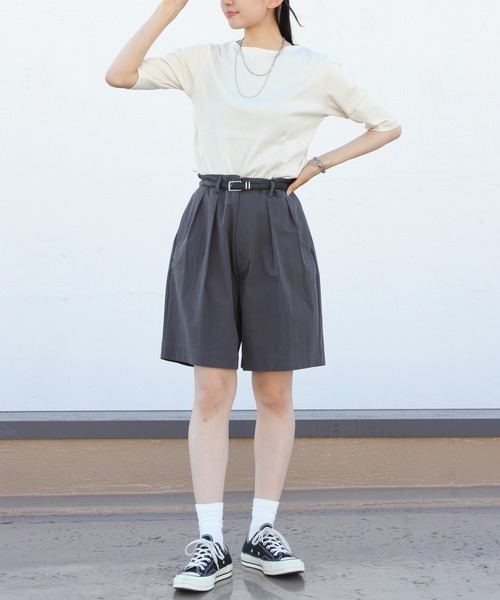 ORCIVAL ベージュ　ハイウエスト　ショートパンツ サスペンダー付ハイウエストショートパンツ - Ank Rouge(アン