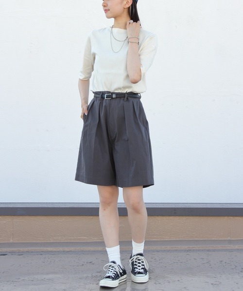 ORCIVAL(オーシバル)の「ORCIVAL/オーシバル タックショーツ TUCK SHORTS OR-E0200 CNB(その他パンツ・レディース・ベージュ/チャコールグレー・2/1)」の6枚目の写真