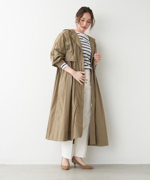 MICA&DEAL マイカアンドディール　ウエストギャザーフーデットロングコート MICA&DEAL（マイカ＆ディール）の「ウエストギャザーフーデットロング