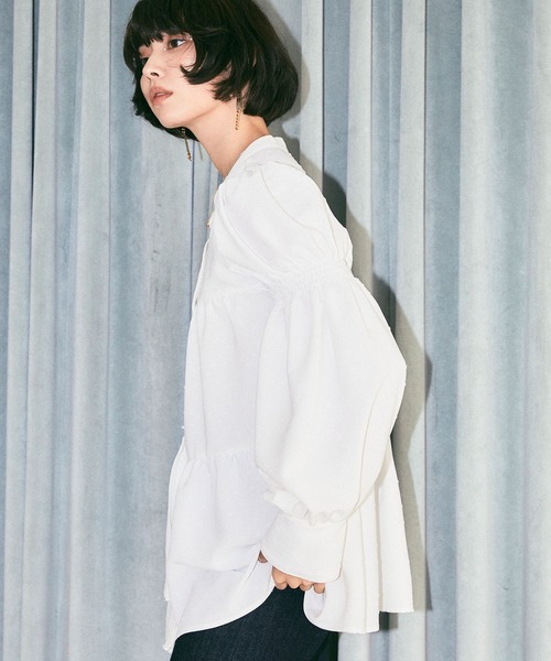 ELLEgirl（エルガール）の「パフスリーブティアードブラウス【ELLEgirl/エル ガール】（シャツ/ブラウス・レディース・ホワイト/ブラック/サックスブルー・FREE）」の7枚目の写真
