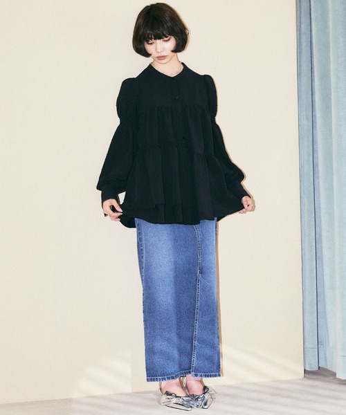 ELLEgirl（エルガール）の「パフスリーブティアードブラウス【ELLEgirl/エル ガール】（シャツ/ブラウス・レディース・ホワイト/ブラック/サックスブルー・FREE）」の18枚目の写真