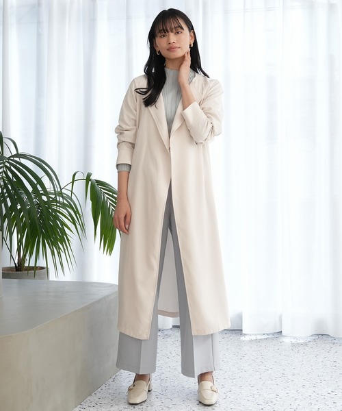 TRUDEA（トルディア）の「ノーカラーロングコート（ノーカラーコート・レディース・アイボリー/ピンクベージュ/ラベンダー・MEDIUM/LARGE）」の17枚目の写真