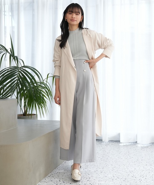 TRUDEA（トルディア）の「ノーカラーロングコート（ノーカラーコート・レディース・アイボリー/ピンクベージュ/ラベンダー・MEDIUM/LARGE）」の18枚目の写真
