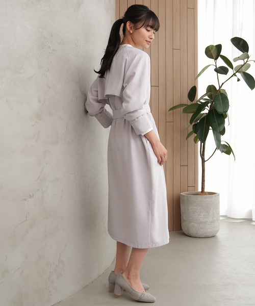 TRUDEA（トルディア）の「ノーカラーロングコート（ノーカラーコート・レディース・アイボリー/ピンクベージュ/ラベンダー・MEDIUM/LARGE）」の11枚目の写真