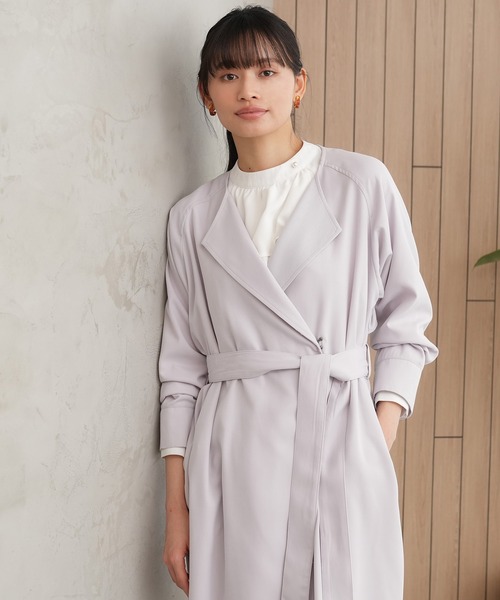 TRUDEA（トルディア）の「ノーカラーロングコート（ノーカラーコート・レディース・アイボリー/ピンクベージュ/ラベンダー・MEDIUM/LARGE）」の13枚目の写真