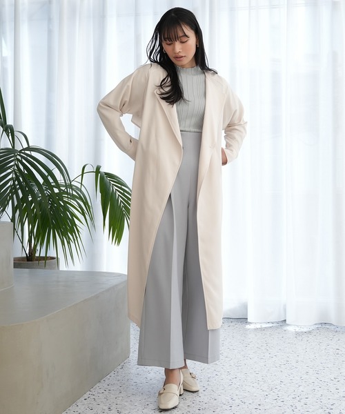 TRUDEA（トルディア）の「ノーカラーロングコート（ノーカラーコート・レディース・アイボリー/ピンクベージュ/ラベンダー・MEDIUM/LARGE）」の20枚目の写真