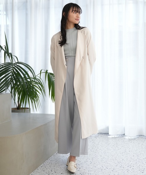 TRUDEA（トルディア）の「ノーカラーロングコート（ノーカラーコート・レディース・アイボリー/ピンクベージュ/ラベンダー・MEDIUM/LARGE）」の21枚目の写真