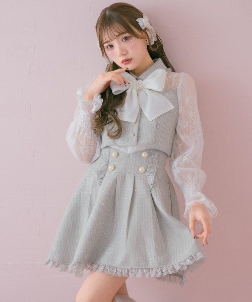 ROJITA(ロジータ)の「キラキラツイードレースドッキングトップス(シャツ/ブラウス・レディース・ブラック/アイボリー/ミント・FREE)」の11枚目の写真
