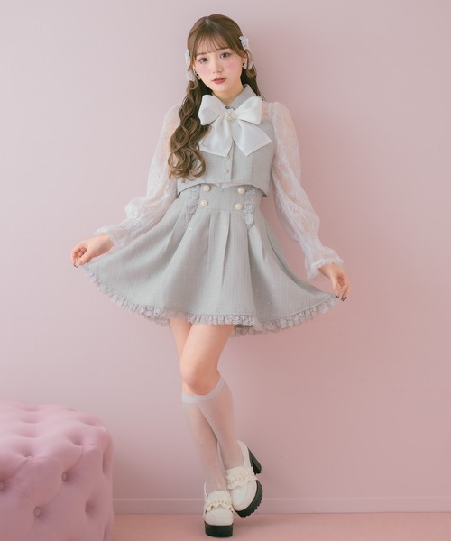 ROJITA(ロジータ)の「キラキラツイードレースドッキングトップス(シャツ/ブラウス・レディース・ブラック/アイボリー/ミント・FREE)」の12枚目の写真