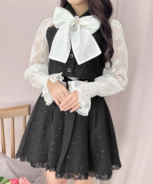 ROJITA(ロジータ)の「キラキラツイードレースドッキングトップス(シャツ/ブラウス・レディース・ブラック/アイボリー/ミント・FREE)」の21枚目の写真