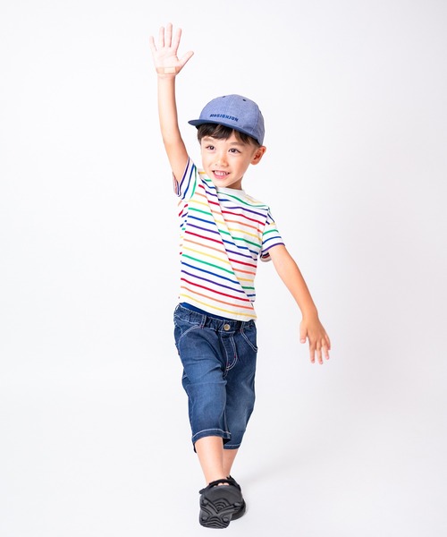 Moujonjon(ムージョンジョン)の「ストレッチデニム6分丈ハーフパンツ(デニムパンツ・キッズ・ネイビー/ブルー・100/140/130/120/110/90)」の21枚目の写真