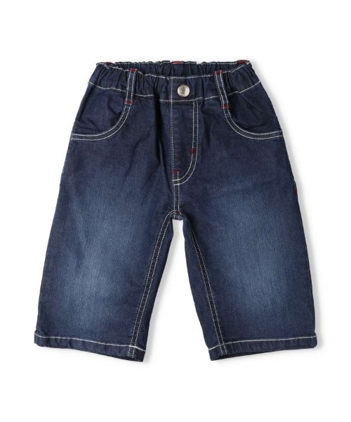 Moujonjon(ムージョンジョン)の「ストレッチデニム6分丈ハーフパンツ(デニムパンツ・キッズ・ネイビー/ブルー・100/140/130/120/110/90)」の3枚目の写真