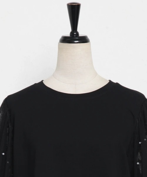 ANOTHER S(アナザーエス)の「パール付きドットチュールボリューム袖カットソー(Tシャツ/カットソー・レディース・ホワイト/ブラック・FREE)」の6枚目の写真