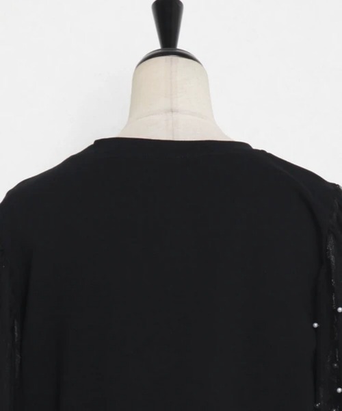 ANOTHER S(アナザーエス)の「パール付きドットチュールボリューム袖カットソー(Tシャツ/カットソー・レディース・ホワイト/ブラック・FREE)」の7枚目の写真