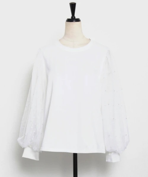 ANOTHER S(アナザーエス)の「パール付きドットチュールボリューム袖カットソー(Tシャツ/カットソー・レディース・ホワイト/ブラック・FREE)」の17枚目の写真