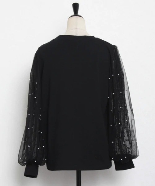 ANOTHER S(アナザーエス)の「パール付きドットチュールボリューム袖カットソー(Tシャツ/カットソー・レディース・ホワイト/ブラック・FREE)」の12枚目の写真